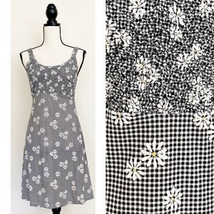 Vintage 90s Plaid Daisy Mini Sundress